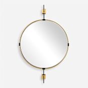 Uttermost Guardrail 31"W x 47-3/4"H Circular Beveled Accent Mirror Brass