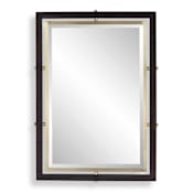 Uttermost Bach 30-3/4"W x 43-1/2"H Rectangular Beveled Framed Accent Mirror Brass / Walnut