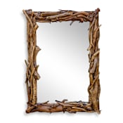 Uttermost Rooted 32-1/2"W x 44"H Rectangular Flat Framed Accent Mirror Woodtone