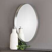 Uttermost Pursley 20" W x 30" H Oval Framed Bathroom Mirror Plated Brushed Nickel