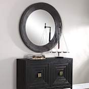 Uttermost Frazier 40" Diameter Circular Framed Accent Mirror Dark Gray