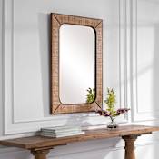 Uttermost Tahiti 28" W x 42" H Vintage Rectangular Framed Bathroom Wall Mirror Warm Maple