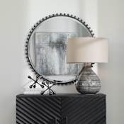 Uttermost Taza 32" Diameter Circular Framed Accent Mirror Distressed Black
