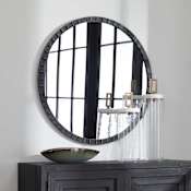 Uttermost Dandridge 34" Diameter Transitional Circular Framed Bathroom Wall Mirror Distressed Matte Black
