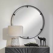 Uttermost Cashel 34" Diameter Circular Framed Bathroom Mirror Satin Black