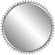 Uttermost Taza 32" Diameter Circular Framed Accent Mirror Aged White / Rustic Black