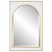 Uttermost Crisanta 25" W x 37-1/2" H Arched / Rectangular Framed Accent Mirror Gloss White