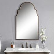 Uttermost Grace Feyock 24" W x 41" H Arched Framed Bathroom Mirror Textured Dark Brown