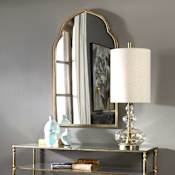 Uttermost Kenitra 24" W x 40" H Arched Framed Bathroom Mirror Antiqued Gold
