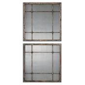 Uttermost Saragano 19" W x 19" H Square Framed Accent Mirror Aged Ivory