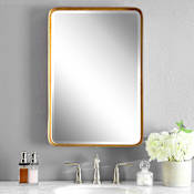 Uttermost Crofton 20-1/8" W x 30-1/4" H Rectangular Metal Framed Bathroom Mirror Antiqued Gold Leaf