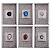 Uttermost Agate 20" x 14" Wall Art - Set of 6 Silver Champagne