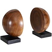 Uttermost Teak And Noir 8" Wide Teak Wood Bookends - Set of 2 Black / Natural