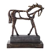 Uttermost Titan Horse 14" Wide Polyresin Sculpture on Concrete Inspired Base Dark Bronze / Brown Glaze