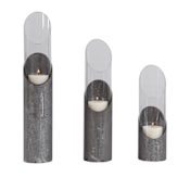 Uttermost Karter Iron and Glass Industrial Style Cylinder Candleholders - Set of (3) Distressed Beige