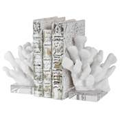 Uttermost Charbel 5-3/4" Wide Coral Set of 2 Crystal and Resin Bookends White