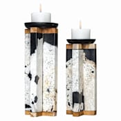 Uttermost Illini Set of (2) Terracotta with Rattan Accented Tealight Decorative Candle Holder Set by Billy Moon Black / White