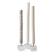 Uttermost Makira 28-3/4" Tall Ceramic and Crystal Abstract Table Statue - Set of 3 Crystal / Black / White