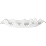 Uttermost Ruffled Feathers 24" Wide Modern White Scalloped Edge Long Decorative Bowl Matte White