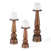 Uttermost Cassiopeia Glass Table Pillar Candle Holder - Set of 3 Matte Butter Rum