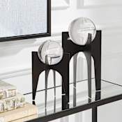 Uttermost Ellianna 7-1/8" Wide Crystal and Iron Decorative Spheres - Set of 2 Brushed Black / Clear