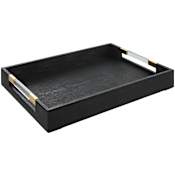 Uttermost Wessex 19" Wide Acrylic and MDF Tray Aged Gold / Clear / Black