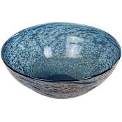 Uttermost Genovesa 14-1/4" Wide Glass Decorative Bowl Aqua / Matte Gold