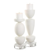 Uttermost Lido Rice Stone Table Pillar Candle Holder - Set of 2 Ivory