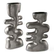 Uttermost Free Flowing 14-1/4" Tall Ceramic Vase - Set of 2 Tarnished Nickel