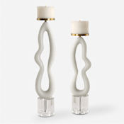 Uttermost Feamelo Stone Table Pilar Decorative Candle Holder - Set of 2 Ivory