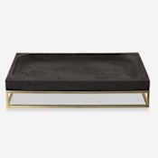 Uttermost Shadowstone 18" Wide Stone, Metal Decorative Tray Black