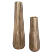 Uttermost Vertiforge 27-3/4" Tall Aluminum Vase - Set of 2 Antique Gold