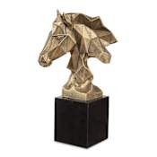 Uttermost Chiseled Horse Bust 13-1/4" Tall Marble and Resin Animals Table Statue Black / Gold
