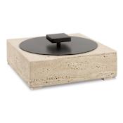 Uttermost Natural Luxe 4-1/2" Tall Iron and Travertine Boxes Oil Rubbed Bronze / Travertine