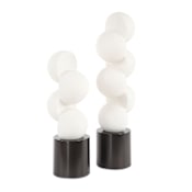 Uttermost Symmetry 18" Tall Iron and Rice Stone Abstract Table Statue - Set of 2 Black / Smooth White