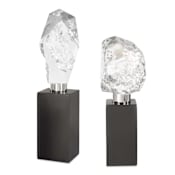 Uttermost Crystal Peak 13" Tall Crystal and Metal Minerals and Rocks Sculpture Set of 2 Crystal / Black