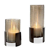 Uttermost Fluted Fire 10" Tall Cylinder Candleholder - Set of 2 Bronze