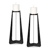 Uttermost Columnar Black Candleholder - Set of 2 Black / Brass