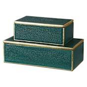 Uttermost Karis 5 Inch x 12 Inch Resin Boxes - Set of 2 Gold Leaf