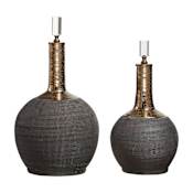Uttermost Arnav Two Piece Ceramic Bottle Set by David Frisch Matte Black / Gold