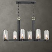 Uttermost Jarsdel 6 Light 45" Wide Linear Chandelier Black / Antique Brass