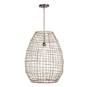 Uttermost Cross 24" Wide Coastal Sea Grass Cross Weave Cage Single Pendant by Kalizma Home Natural Sea Grass