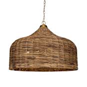 Uttermost Tauranga 5 Light 30" Wide Pendant with Seagrass Shade Antique Brass