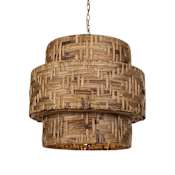 Uttermost Water Hyacinth 4 Light 24" Wide Pendant with Hyacinth Reed Shade Antique Brass