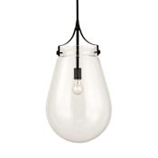 Uttermost Dewdrop 14" Wide Pendant with Clear Glass Shade Matte Black