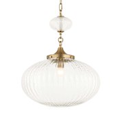 Uttermost Bellaire 17" Wide Pendant with Clear, Ribbed Glass Shade Matte Brushed Gold