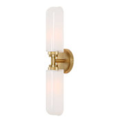Uttermost Wellsville 2 Light 22" Wide Bath Bar with Opal Glass Shades Warm Brass