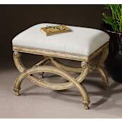 Uttermost Karline 23"W Rustic Contemporary Small Bench Vanity Stool Seat White Mahogany