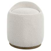 Uttermost Swirl 21" Wide Fabric Accent Stool Natural Faux Sheepskin
