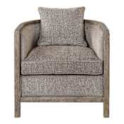 Uttermost Viaggio 29 Inch Tall Wood Framed Arm Chair with Fabric Upholstery Grey
